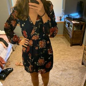 Navy Floral Dress